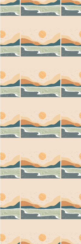 Abstract sunset mountains vinyl teppe kontor - Tenstickers