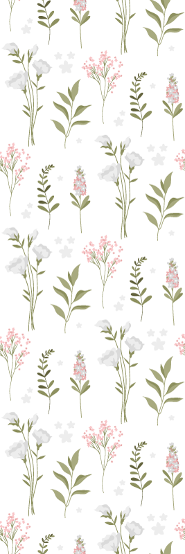 Vinyl teppe soverom med minimalistisk blomsterdesign - Tenstickers