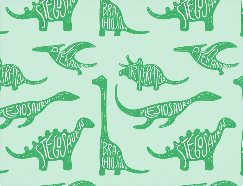 Grønne dinosaurer med navn vinyl teppe soverom - Tenstickers