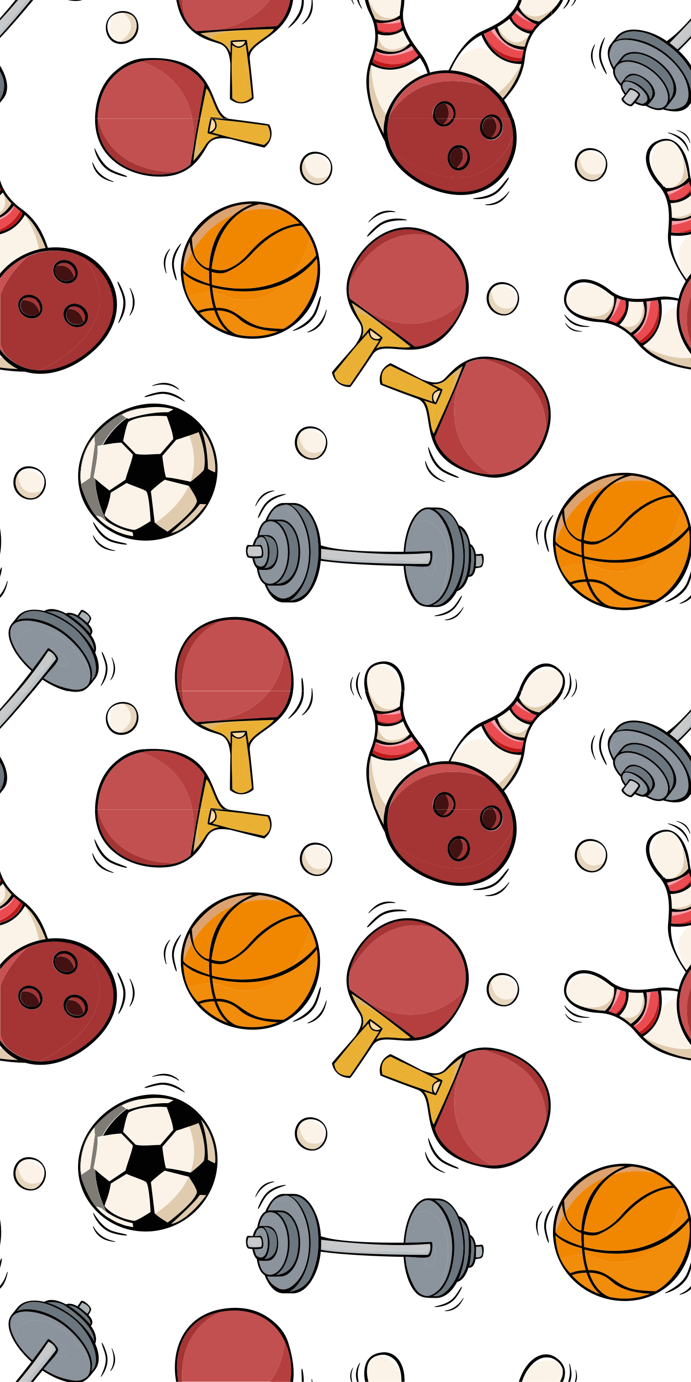 Vinyl teppe soverom med sportutstyr i skisse stil - Tenstickers