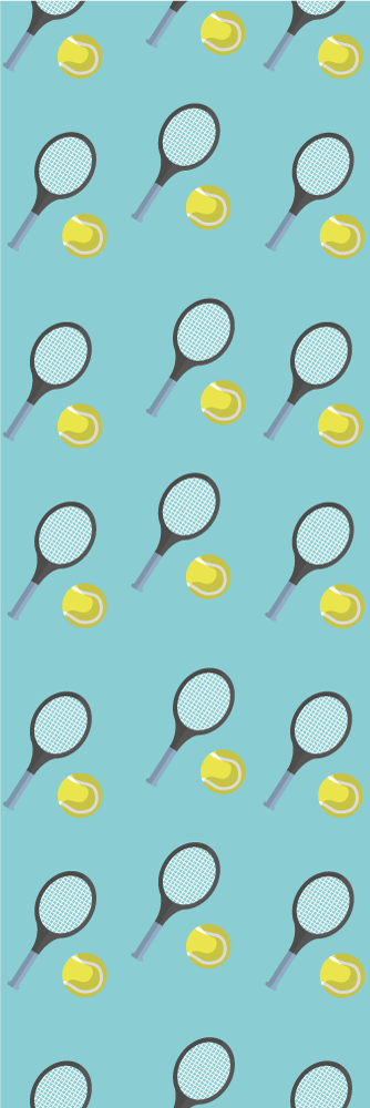 Vinyl teppe soverom med mønster av tennisracketer og baller - Tenstickers