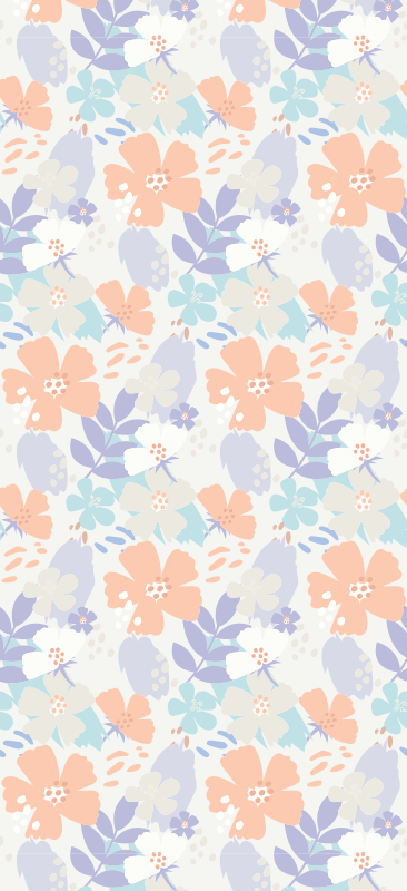 Vinyl teppe soverom i nordisk stil med blomster - Tenstickers