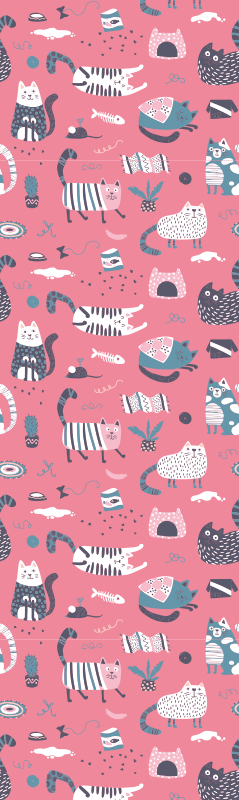 Vinyl teppe soverom nordiske katter - Tenstickers