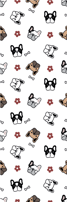 Blomster og franske bulldogger vinyl teppe soverom - Tenstickers
