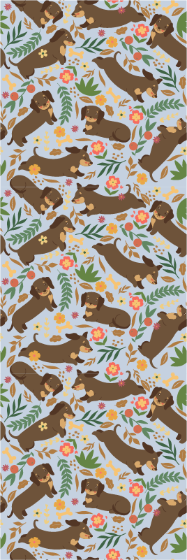 Vinyl teppe soverom med mønster av dachs og blomster - Tenstickers
