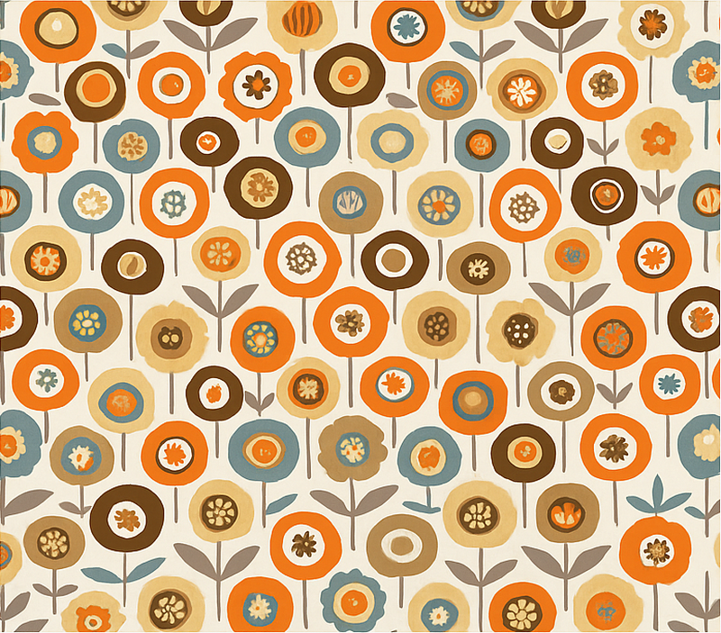 Vinyl teppe nordisk fargerike vintage blomster - Tenstickers
