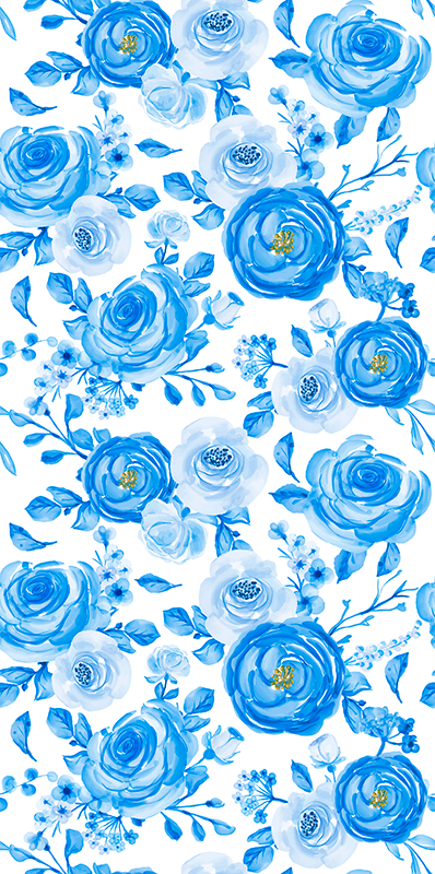 Vinyl teppe nordisk blå klokker blomster - Tenstickers