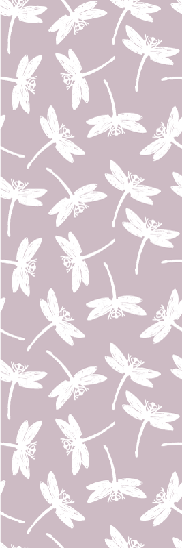 Vinyl teppe nordisk rosa japandi libelle maleri - Tenstickers