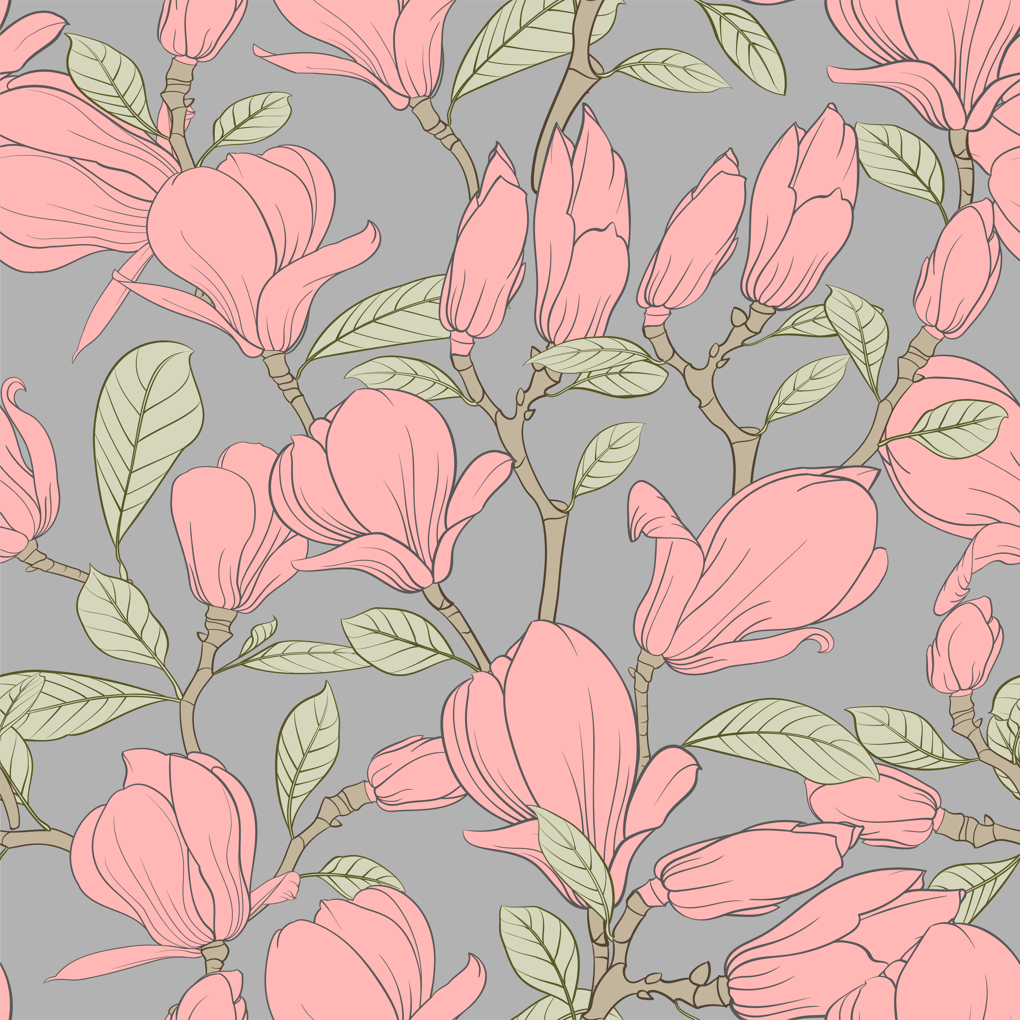 Rosa blomster og blader vinyl teppe natur - Tenstickers