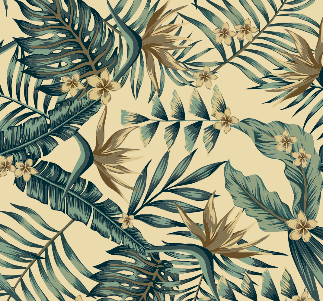 Tropiske blader vinyl teppe natur - Tenstickers