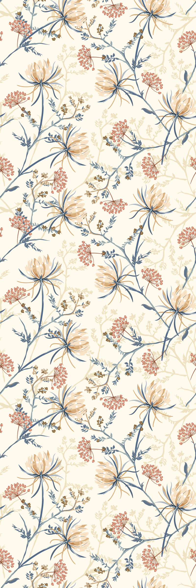 Vinyl teppe natur med vintage blomstertrykk - Tenstickers
