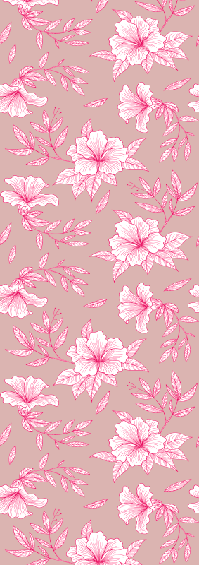 Vinyl teppe natur neon rosa lotus - Tenstickers