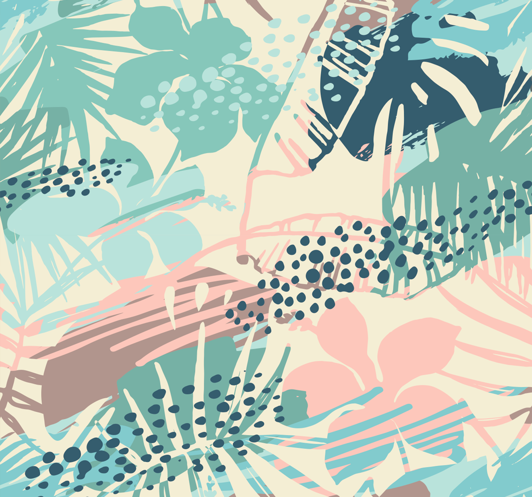 Vinyl teppe natur planter blomster og prikker design - Tenstickers