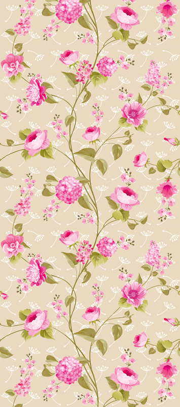 Vinyl teppe natur vintage blomsterprint - Tenstickers