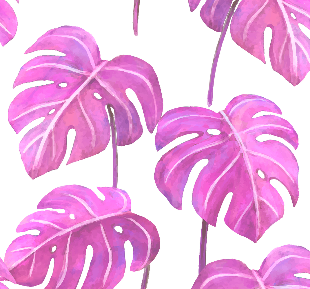 Vinyl teppe natur rosa malt monstera - Tenstickers