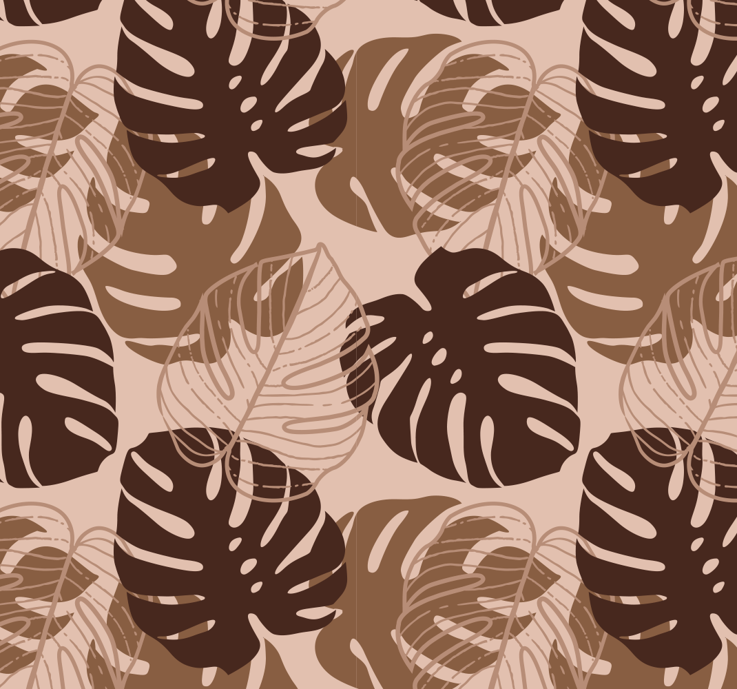 Vinyl teppe natur brun tone monstera deliciosa - Tenstickers