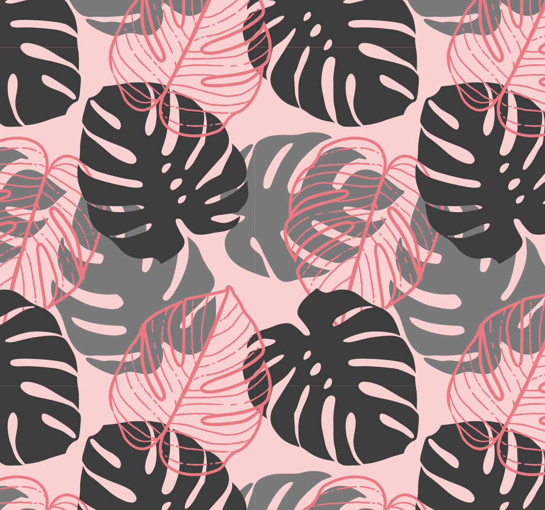Vinyl teppe natur rosa og grå monstrosa - Tenstickers