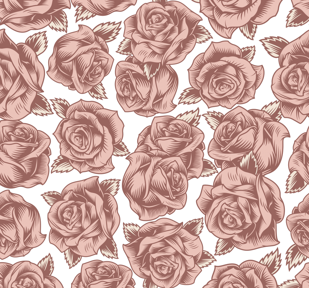Vinyl teppe natur retro roser - Tenstickers