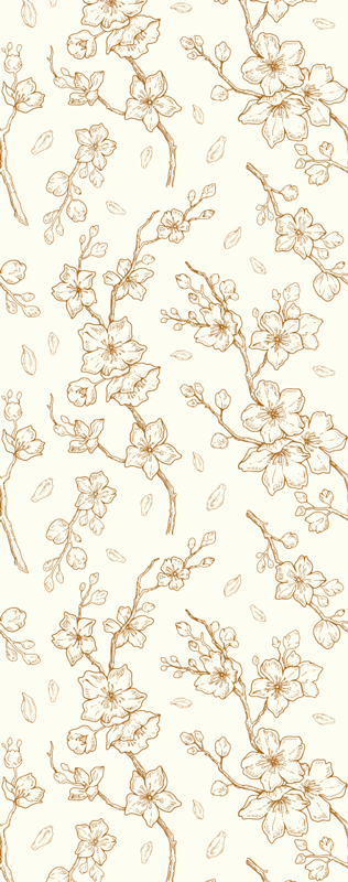 Vinyl teppe natur kremfarge blomster kirsebærblomst - Tenstickers