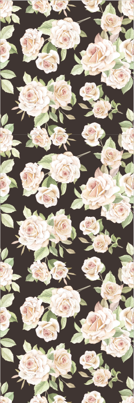 Vinyl teppe natur hvit rose svart bakgrunn - Tenstickers