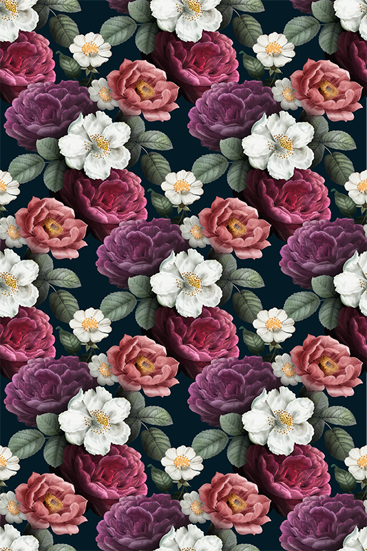 Vinyl teppe natur med mønster av hvite blomsterblader - Tenstickers