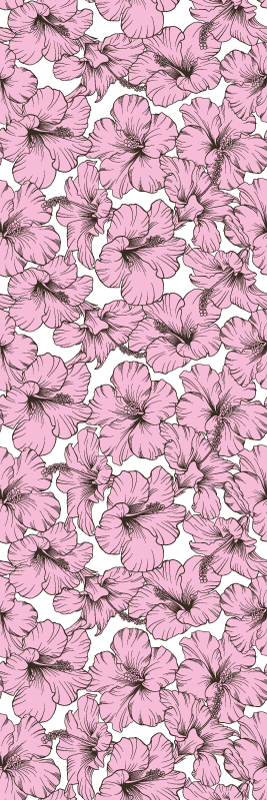 Vinyl teppe natur med rosa hibiskusmønster - Tenstickers