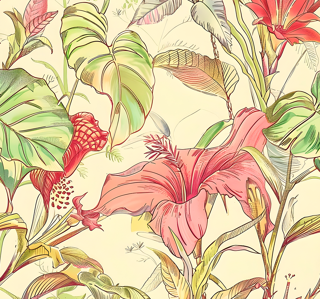 Vinyl teppe natur engelsk blomsterdesign - Tenstickers