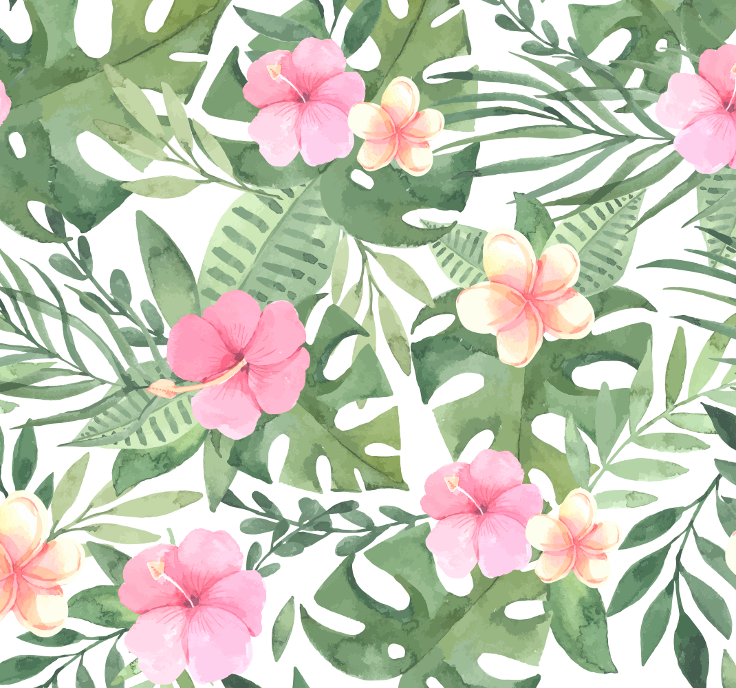Vinyl teppe natur med blomster tropisk mønster - Tenstickers