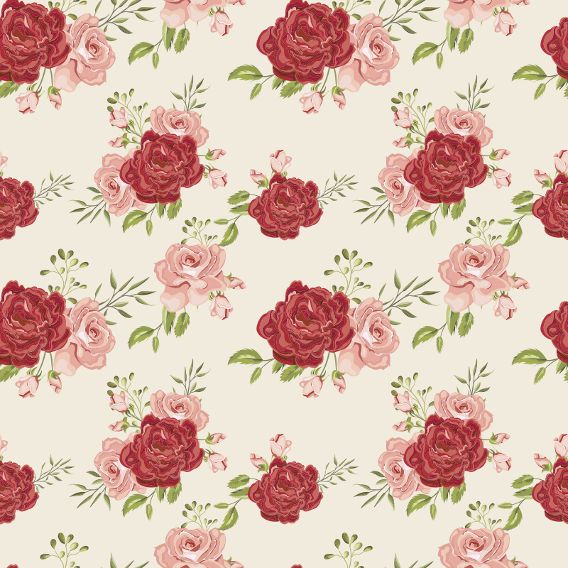 Vinyl teppe natur med elegante roser - Tenstickers