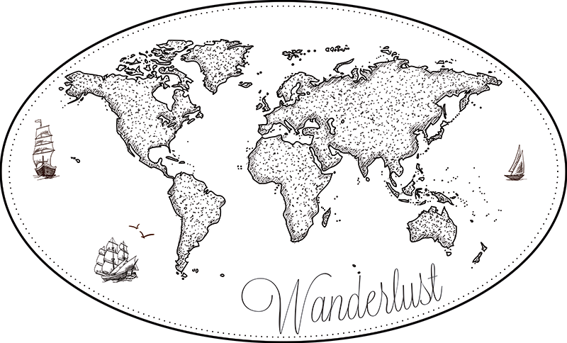 Vinyl teppe verdenskart vinilo wanderlust kart - Tenstickers