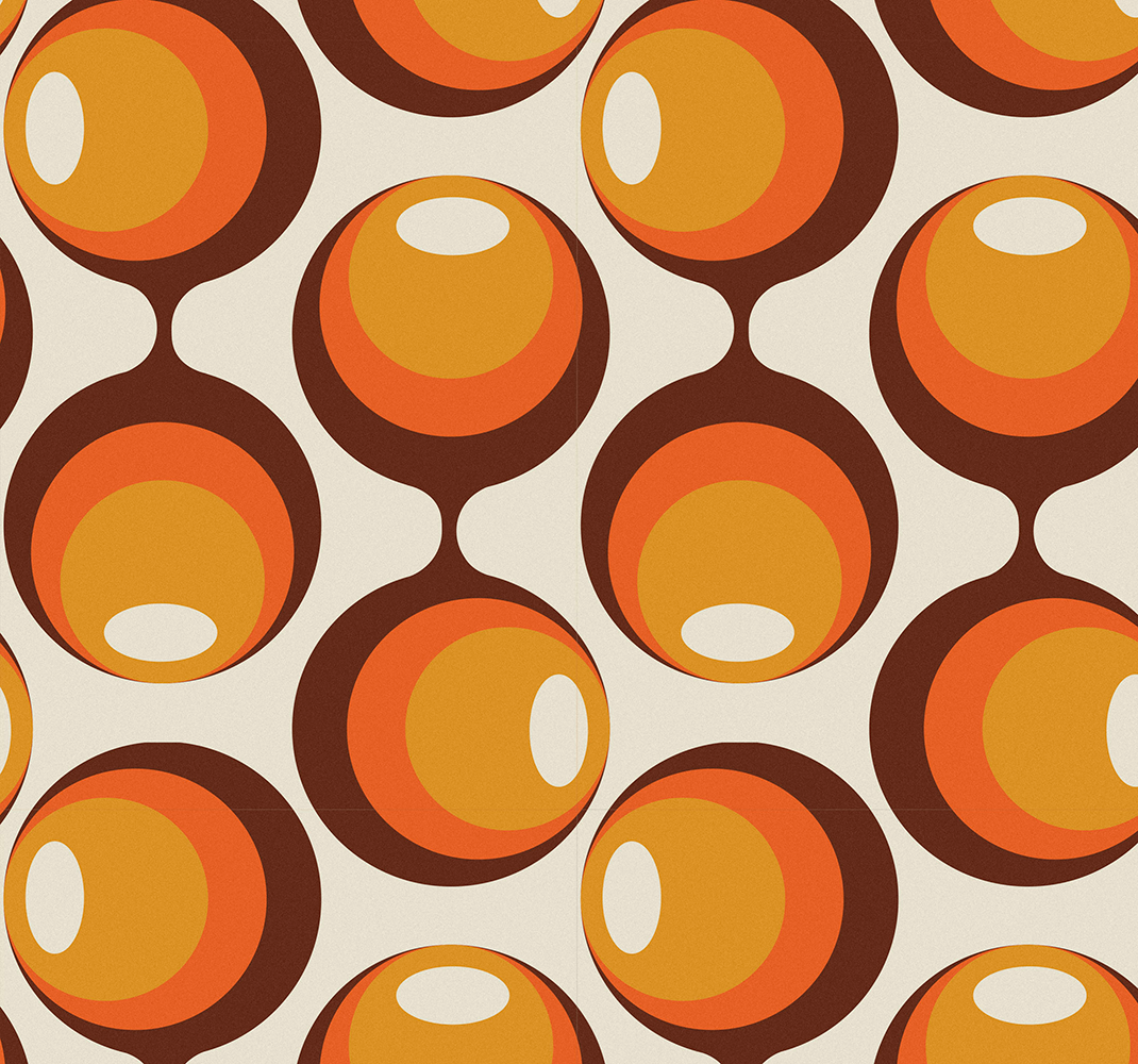 Vinyl teppe vintage semi avlangt design 70-tall - Tenstickers