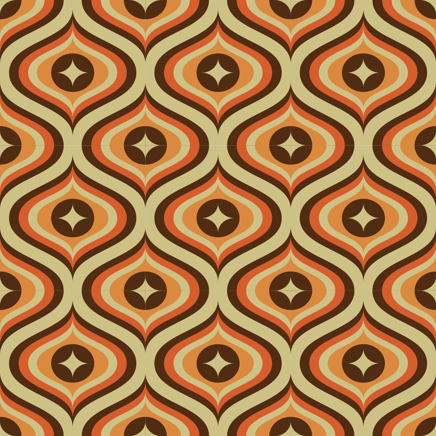 Vinyl teppe vintage retro oransje og brun - Tenstickers