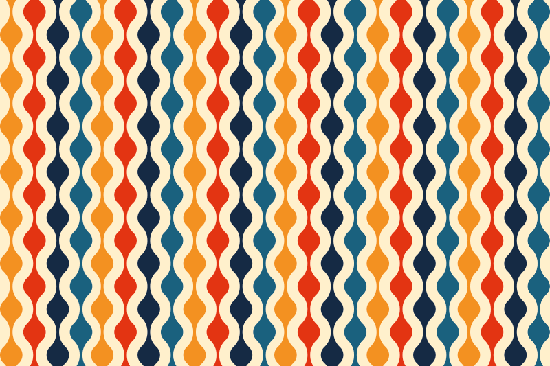 Vinyl teppe vintage 70-talls bølger - Tenstickers