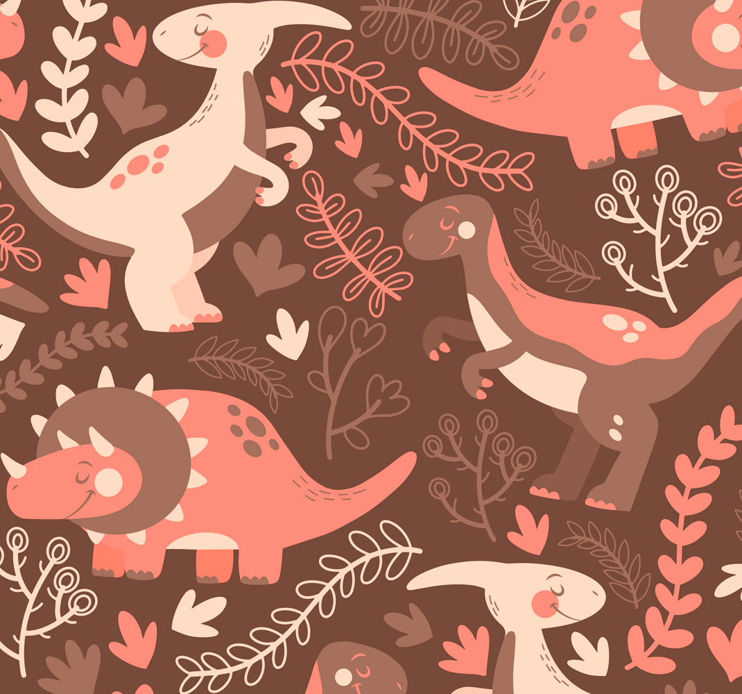 Vinyl teppe dyr dinosaurus og blader tapet - Tenstickers