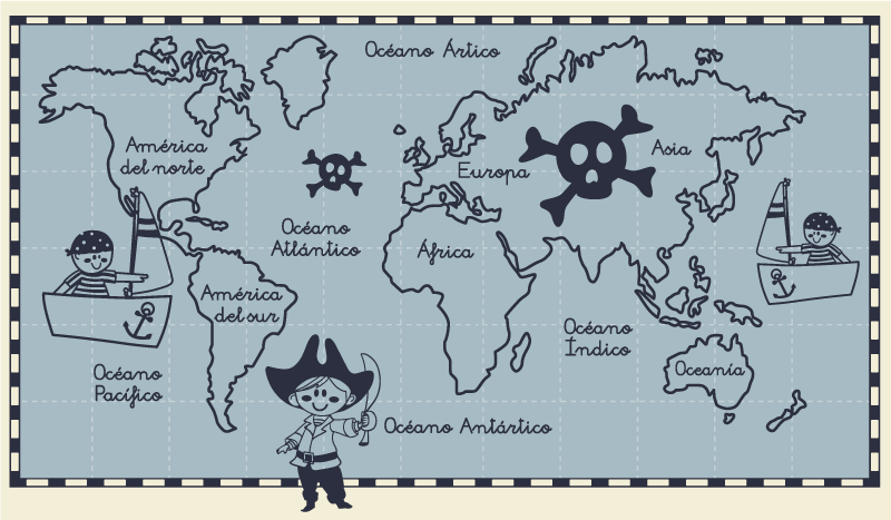Pirate vinyl teppe verdenskart - Tenstickers