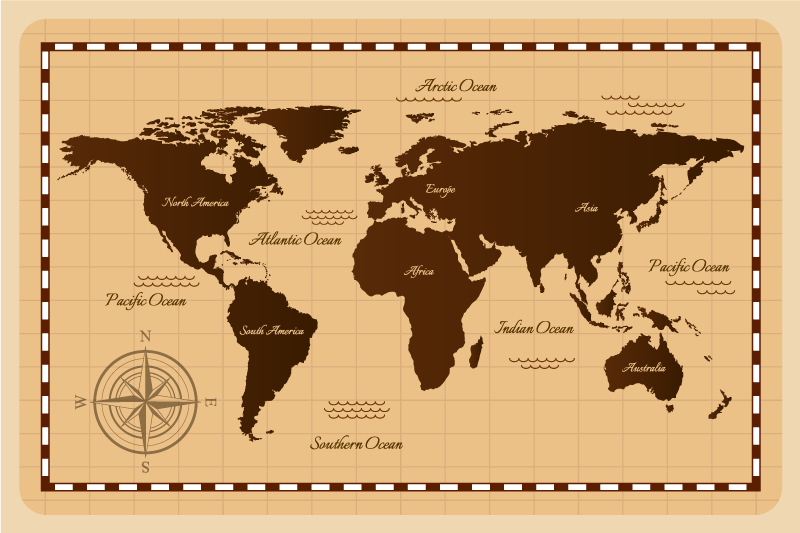 Vinyl teppe verdenskart atlas - Tenstickers