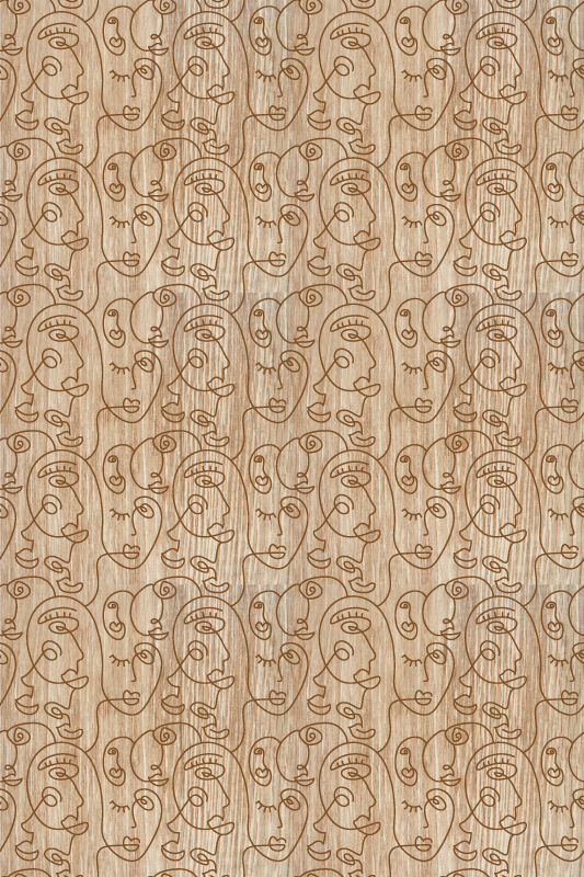 Vinyl teppe tekstur abstrakt beige tegnet kvinner - Tenstickers