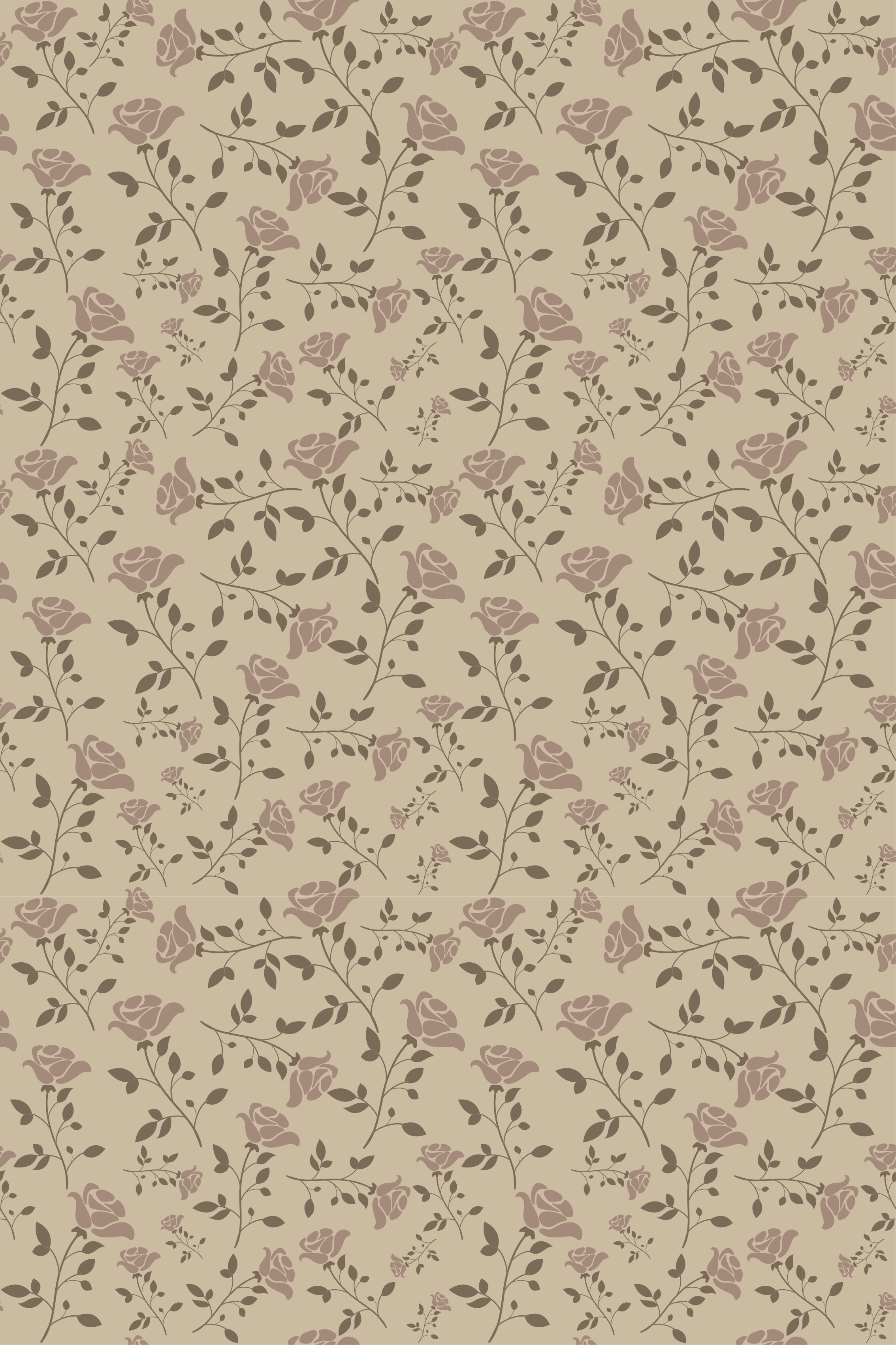 Vinyl teppe vintage brunt vintage rose mønster - Tenstickers
