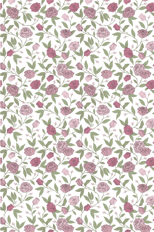 Vinyl teppe vintage lyse rosa roser - Tenstickers