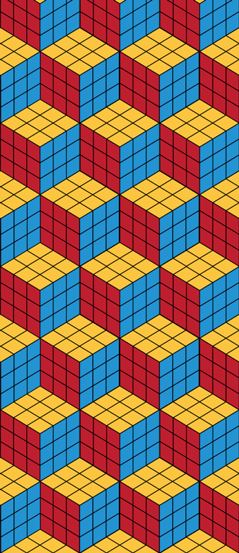 Vinyl teppe vintage rubik kube original mønster - Tenstickers