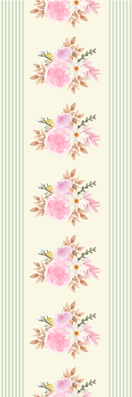 Vinyl teppe vintage fransk provinsialstripet blomstermønster - Tenstickers