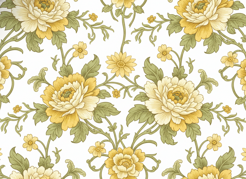 Vinyl teppe vintage med blomster i gult - Tenstickers