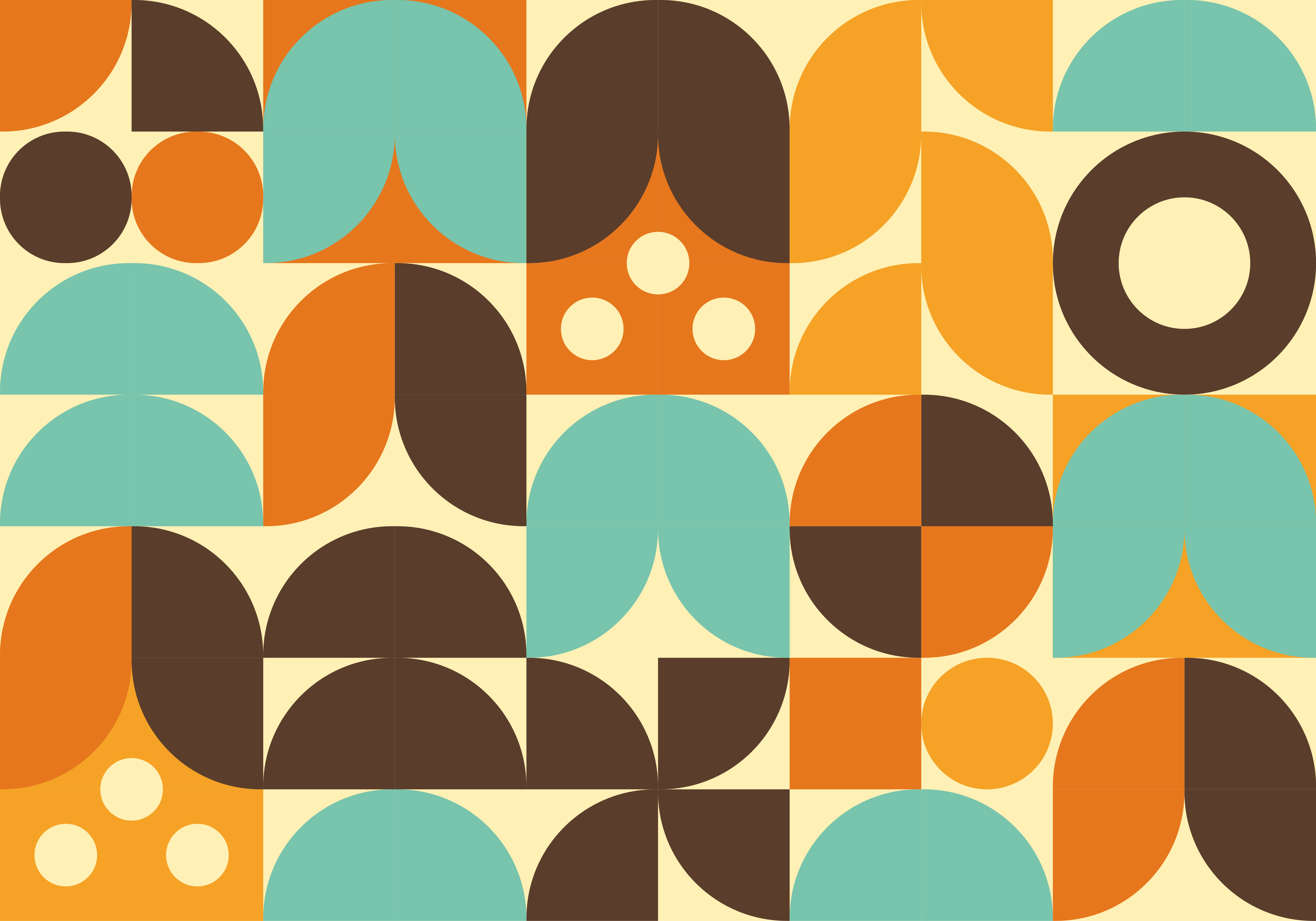Vinyl teppe vintage geometriske 70-tallsformer - Tenstickers