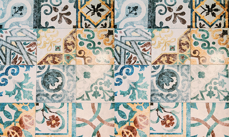 Vinyl teppe vintage retro mosaikkmønster - Tenstickers