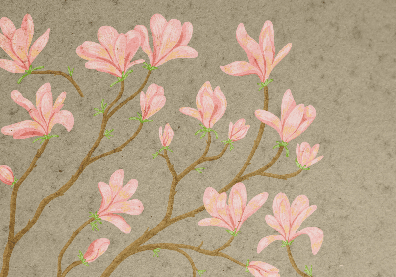 Vinyl teppe vintage magnoliastil - Tenstickers