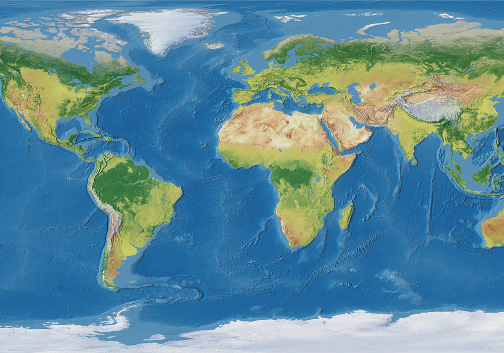 Vinyl teppe verdenskart geografisk realistisk - Tenstickers