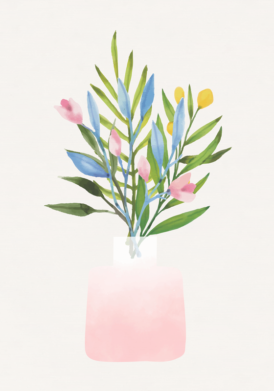 Vinyl teppe blomster og planter blomster i potte - Tenstickers