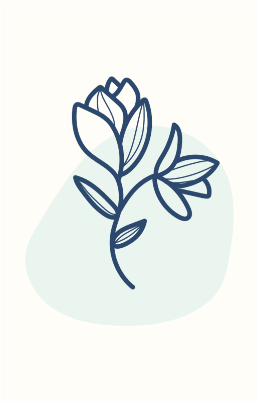 Vinyl teppe blomster og planter botanisk konturillustrasjon - Tenstickers