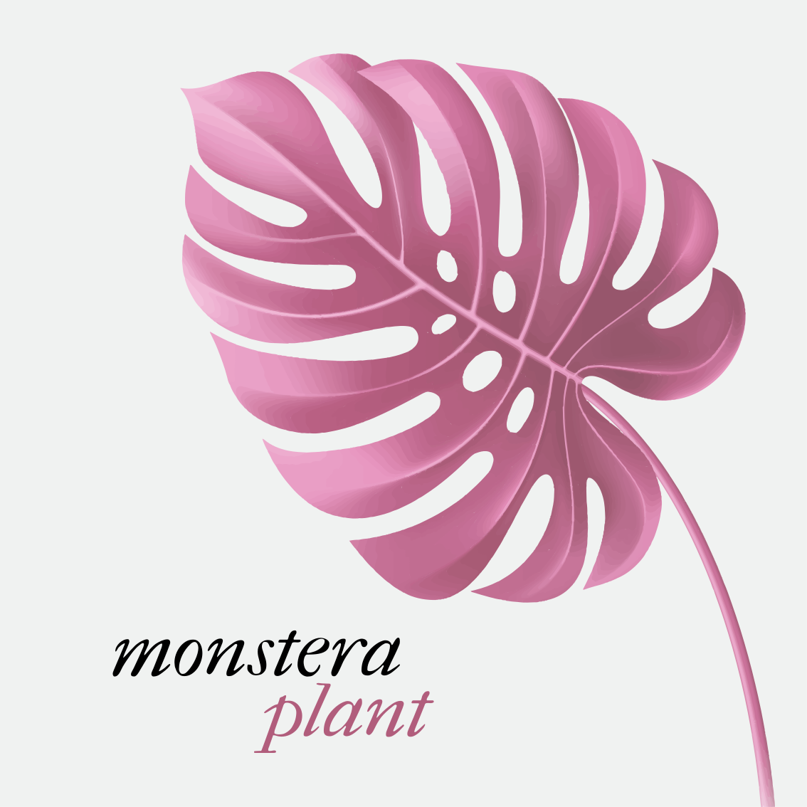 Vinyl teppe sagn og tekster rosa minimalistisk monstera - Tenstickers