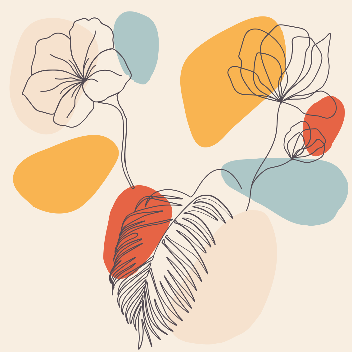 Vinyl teppe geometrisk botanisk veggkunst - Tenstickers
